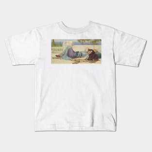 Mischief and Repose by John William Godward Kids T-Shirt